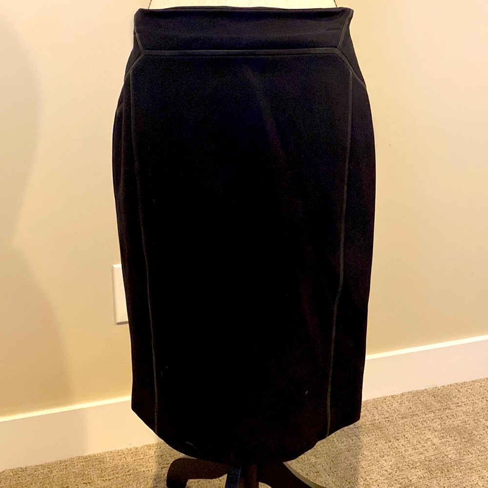 Classiques Entier Black Knit Skirt with Leather Trim (8)